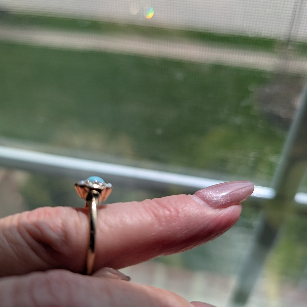 Antique Victorian Opal & Pearl 10k Ring - Picture 8 of 9